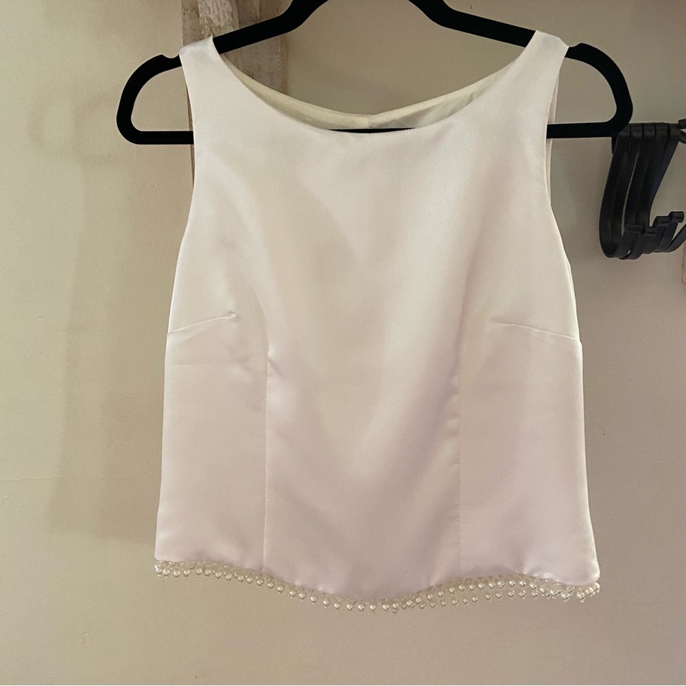Y2K satin pearl trim beaded tank